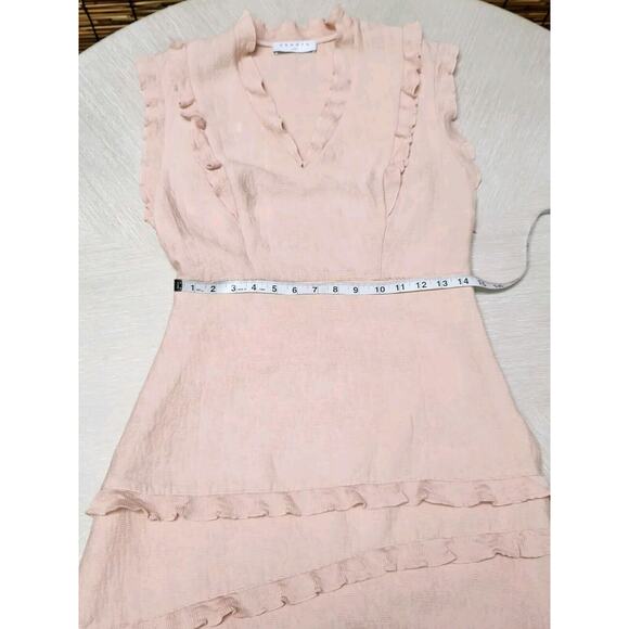 Sandro Women's Girly Ruffle-Trimmed Mini Dress Rose Pink Size 3 Pre-owned - Picture 8 of 16